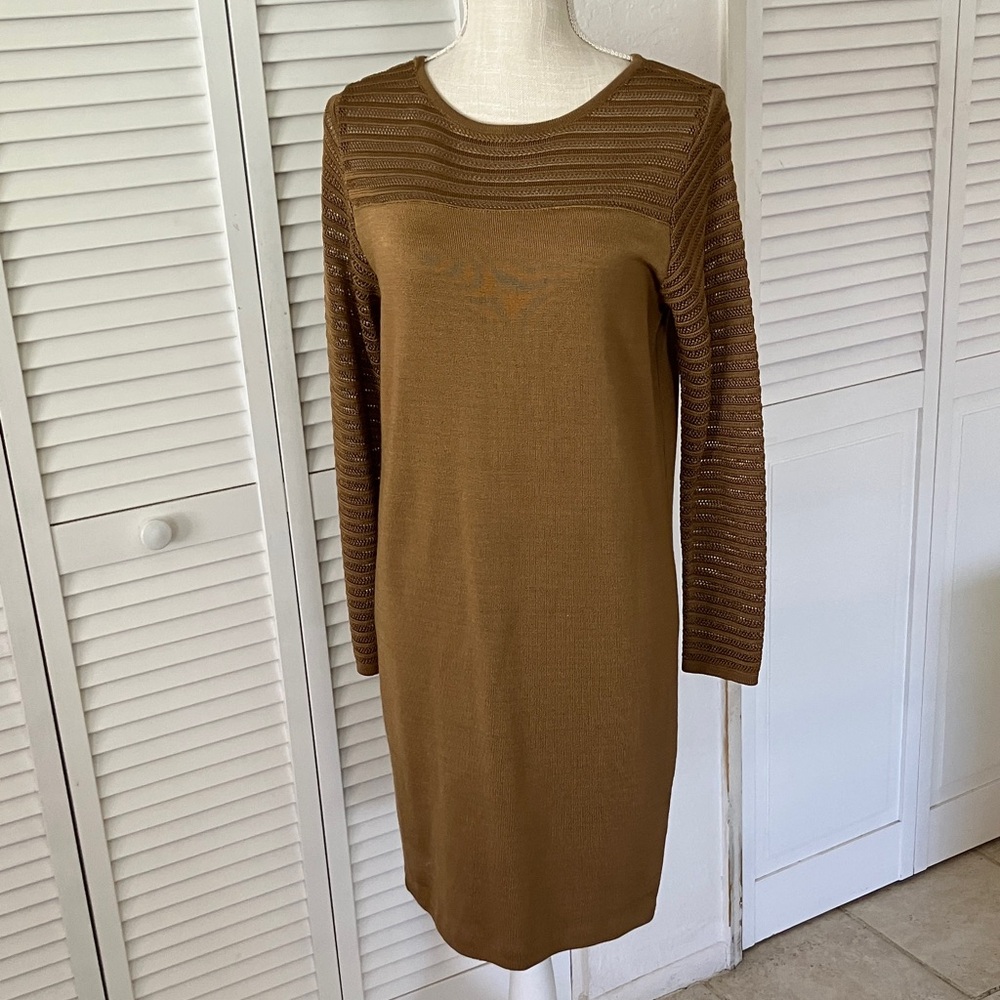 ANDREA JOVINE cotton blend knit dress in a beautiful light brown color size SP